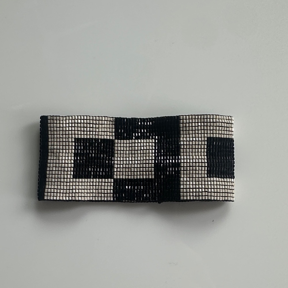 Ink + Alloy Black-Brooklyn Two-Color Squares Beaded Stretch Cuff Bracelet